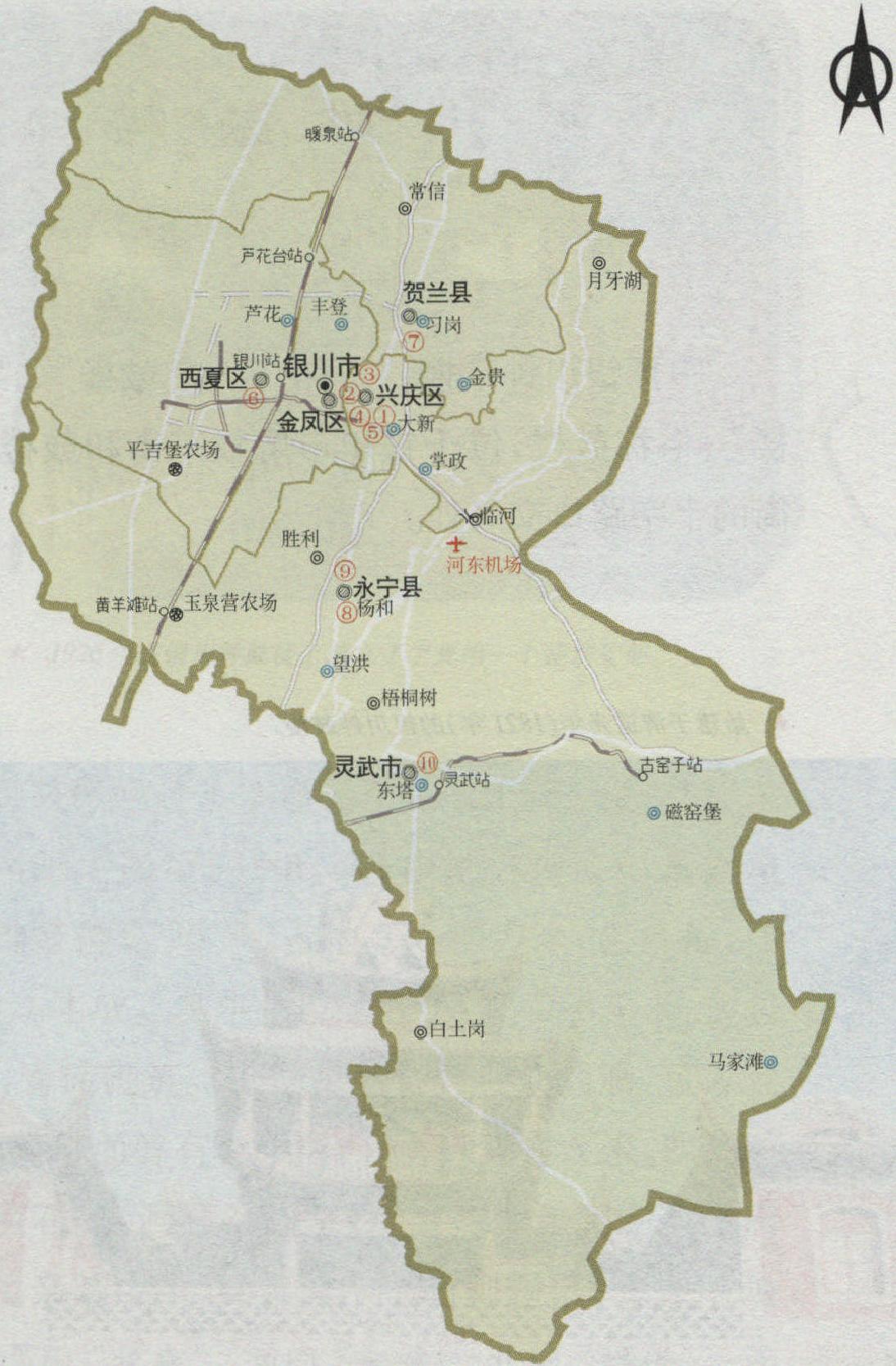 银川市革命遗址地域分布图